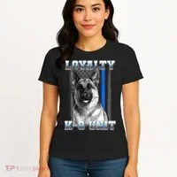 Loyalty K-9 Unit German Shepard Thin Blue Line Flag Women's T-Shirt thumb 4