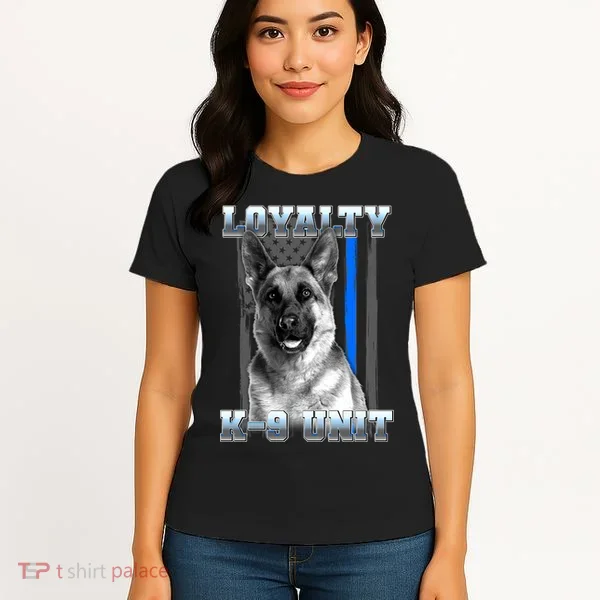 Loyalty K-9 Unit German Shepard Thin Blue Line Flag Women's T-Shirt
