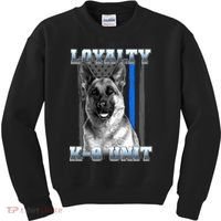 Loyalty K-9 Unit German Shepard Thin Blue Line Flag Kids Sweatshirt thumb 0