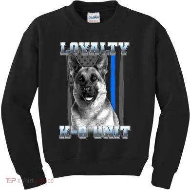 Loyalty K-9 Unit German Shepard Thin Blue Line Flag Kids Sweatshirt