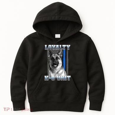 Loyalty K-9 Unit German Shepard Thin Blue Line Flag Kids Hoodie