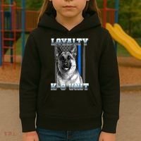 Loyalty K-9 Unit German Shepard Thin Blue Line Flag Kids Hoodie thumb 3