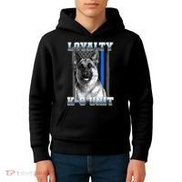 Loyalty K-9 Unit German Shepard Thin Blue Line Flag Kids Hoodie thumb 4