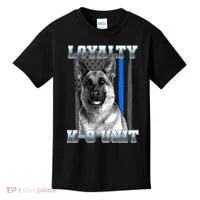 Loyalty K-9 Unit German Shepard Thin Blue Line Flag Kids T-Shirt thumb 0