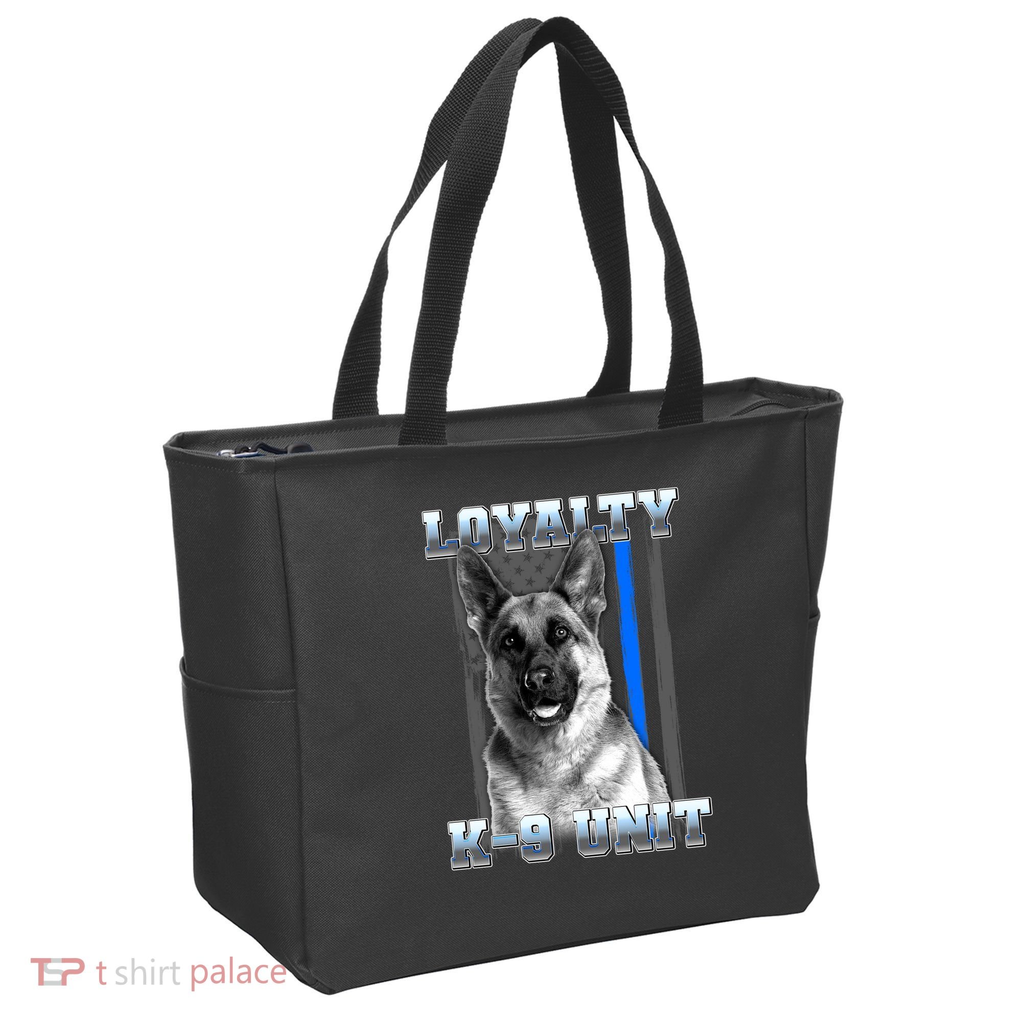 Loyalty K-9 Unit German Shepard Thin Blue Line Flag Tote Bag