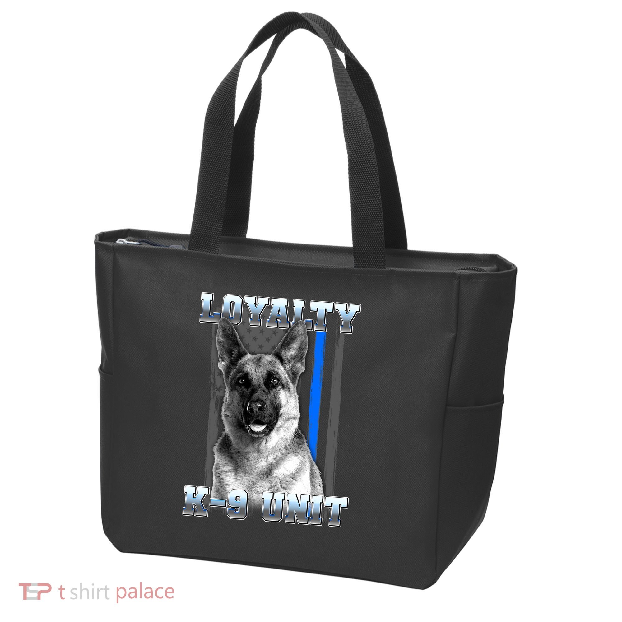 Loyalty K-9 Unit German Shepard Thin Blue Line Flag Tote Bag