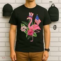 lamerica Patriotic 4th of July Flamingo American T-Shirt thumb 6