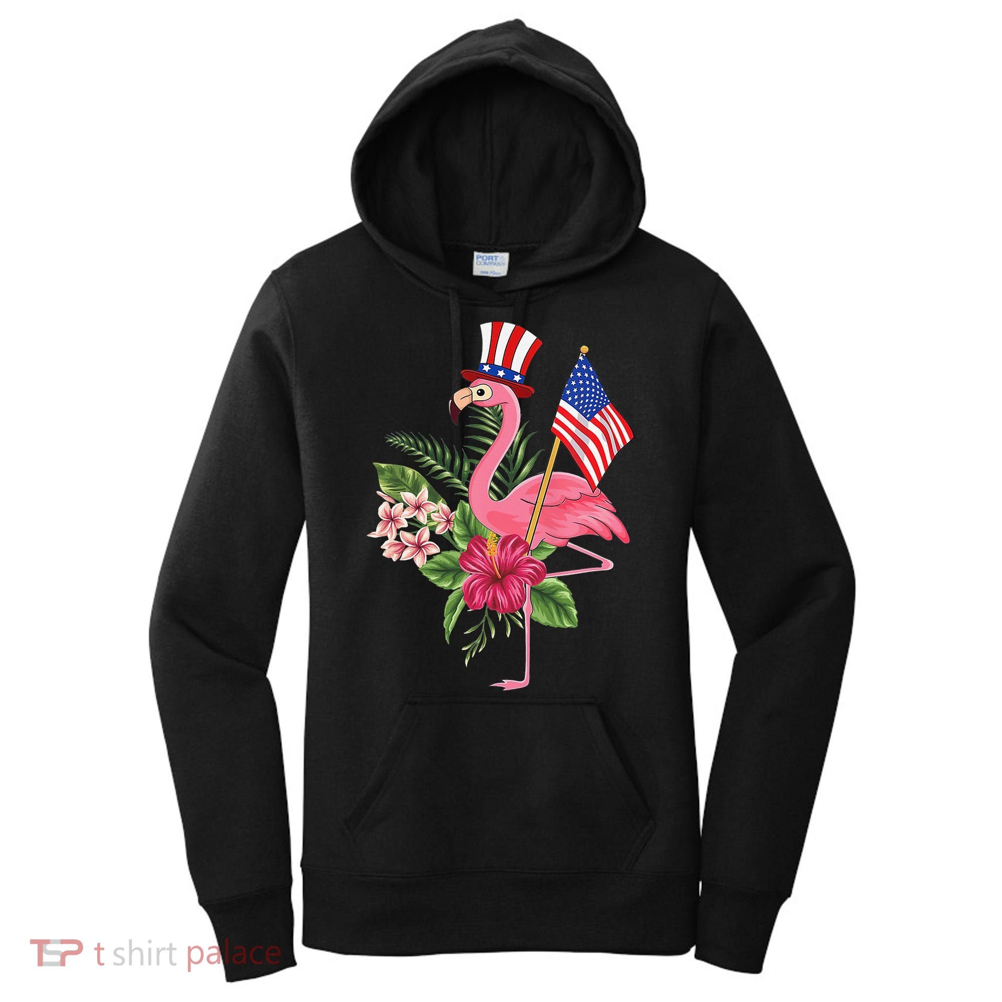 lamerica Patriotic 4th of July Flamingo American Women's Hoodie