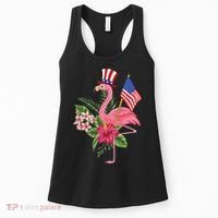 lamerica Patriotic 4th of July Flamingo American Women's Tank Top thumb 0