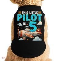 Little Pilot 5 Years Old Airplane 5th Birthday Aircraft Doggie Tank thumb 0