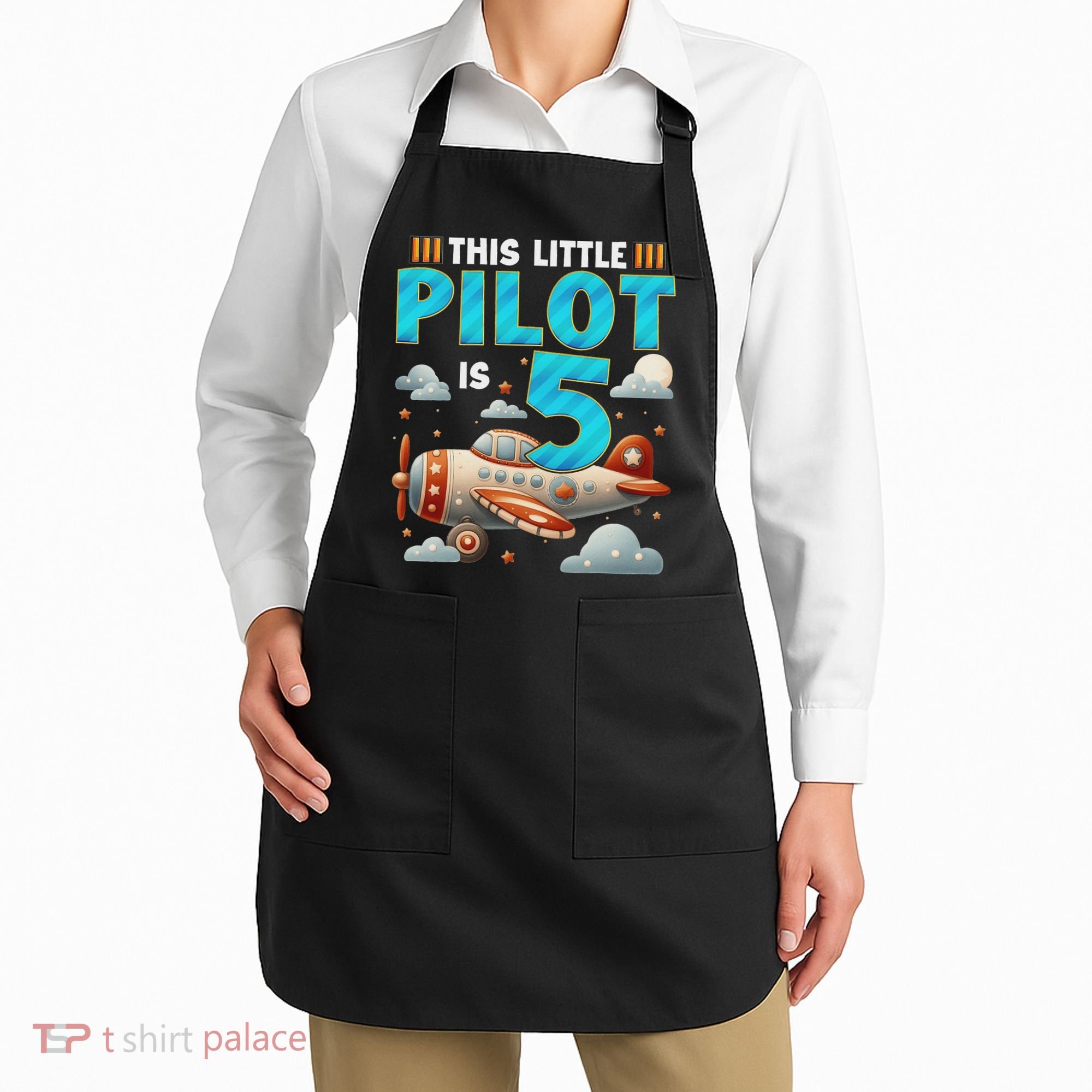 Little Pilot 5 Years Old Airplane 5th Birthday Aircraft Apron