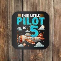 Little Pilot 5 Years Old Airplane 5th Birthday Aircraft Coaster thumb 0