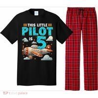 Little Pilot 5 Years Old Airplane 5th Birthday Aircraft Pajama Set thumb 0