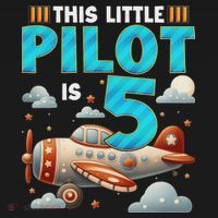 Little Pilot 5 Years Old Airplane 5th Birthday Aircraft Polo thumb 3