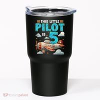 Little Pilot 5 Years Old Airplane 5th Birthday Aircraft Tumbler thumb 0