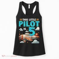 Little Pilot 5 Years Old Airplane 5th Birthday Aircraft Women's Tank Top thumb 0