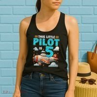 Little Pilot 5 Years Old Airplane 5th Birthday Aircraft Women's Tank Top thumb 2