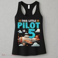 Little Pilot 5 Years Old Airplane 5th Birthday Aircraft Women's Tank Top thumb 3