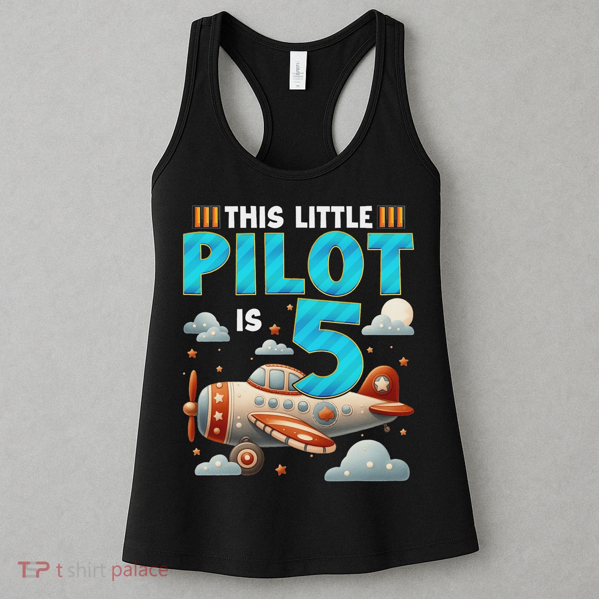 Little Pilot 5 Years Old Airplane 5th Birthday Aircraft Women's Tank Top