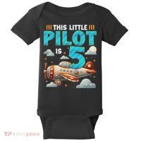 Little Pilot 5 Years Old Airplane 5th Birthday Aircraft Baby Bodysuit thumb 0