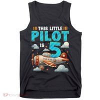 Little Pilot 5 Years Old Airplane 5th Birthday Aircraft Tank Top thumb 0