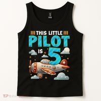 Little Pilot 5 Years Old Airplane 5th Birthday Aircraft Tank Top thumb 2