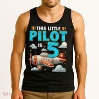 Little Pilot 5 Years Old Airplane 5th Birthday Aircraft Tank Top thumb 3