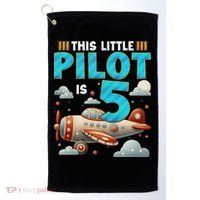 Little Pilot 5 Years Old Airplane 5th Birthday Aircraft Golf Towel thumb 0
