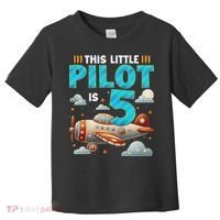 Little Pilot 5 Years Old Airplane 5th Birthday Aircraft Toddler T-Shirt thumb 0