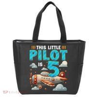 Little Pilot 5 Years Old Airplane 5th Birthday Aircraft Tote Bag thumb 0
