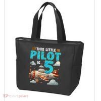 Little Pilot 5 Years Old Airplane 5th Birthday Aircraft Tote Bag thumb 3