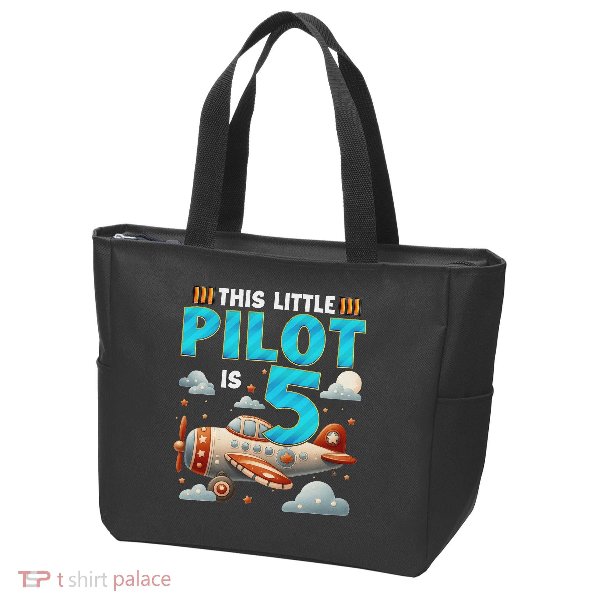 Little Pilot 5 Years Old Airplane 5th Birthday Aircraft Tote Bag