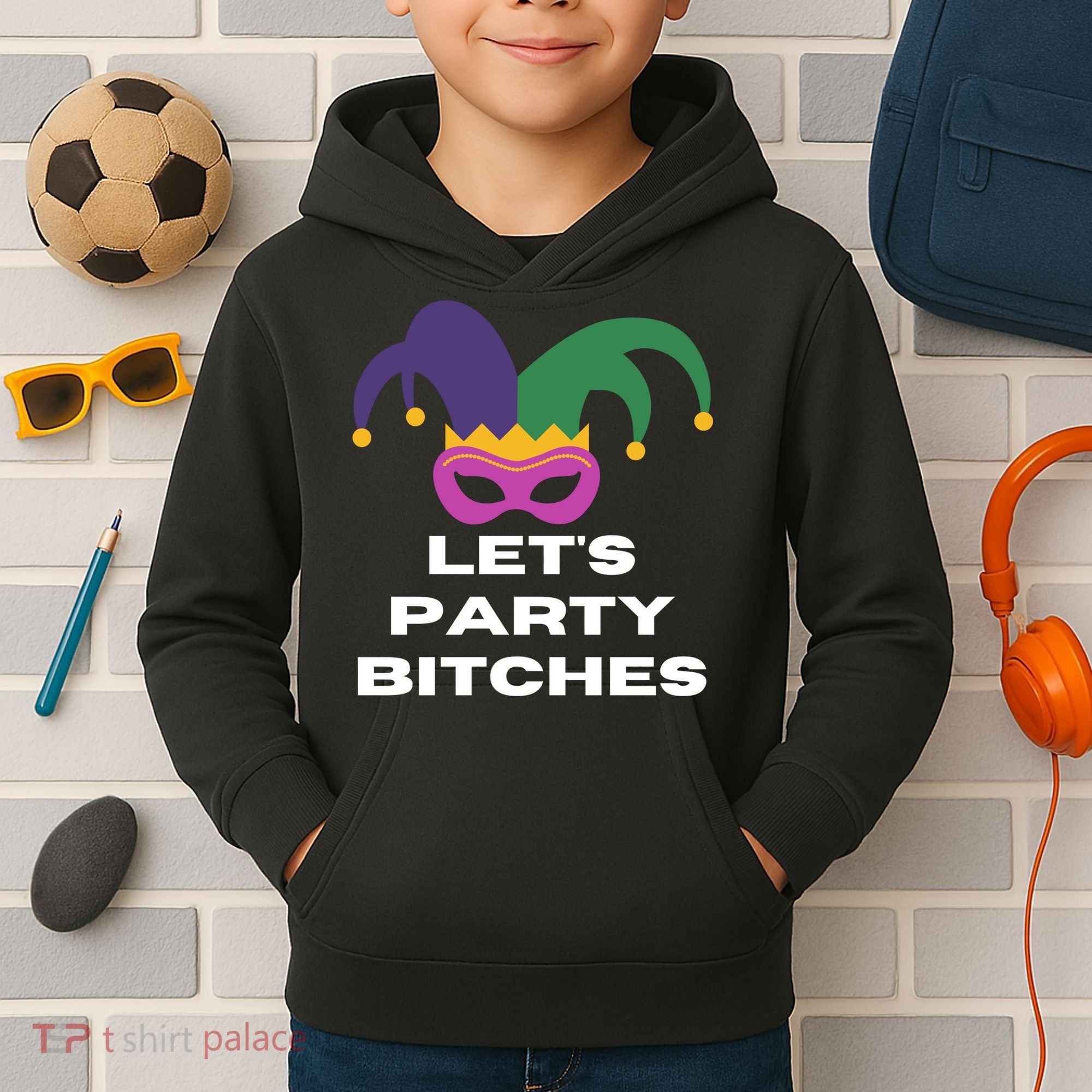 Let's Party Bitches Mardi Gras Kids Hoodie