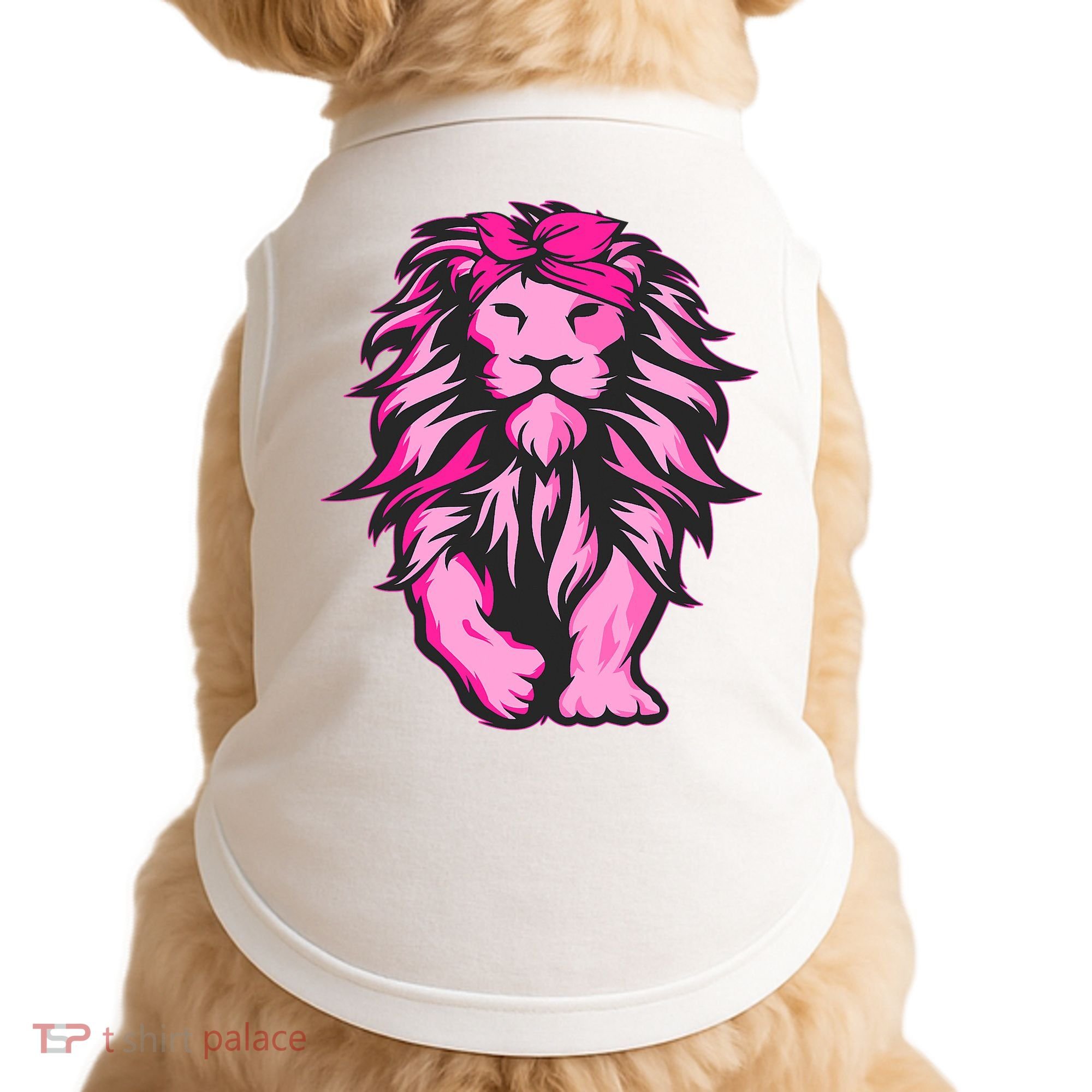 Lion Pink Bandana Breast Cancer Awareness Survivor Warrior Doggie Tank