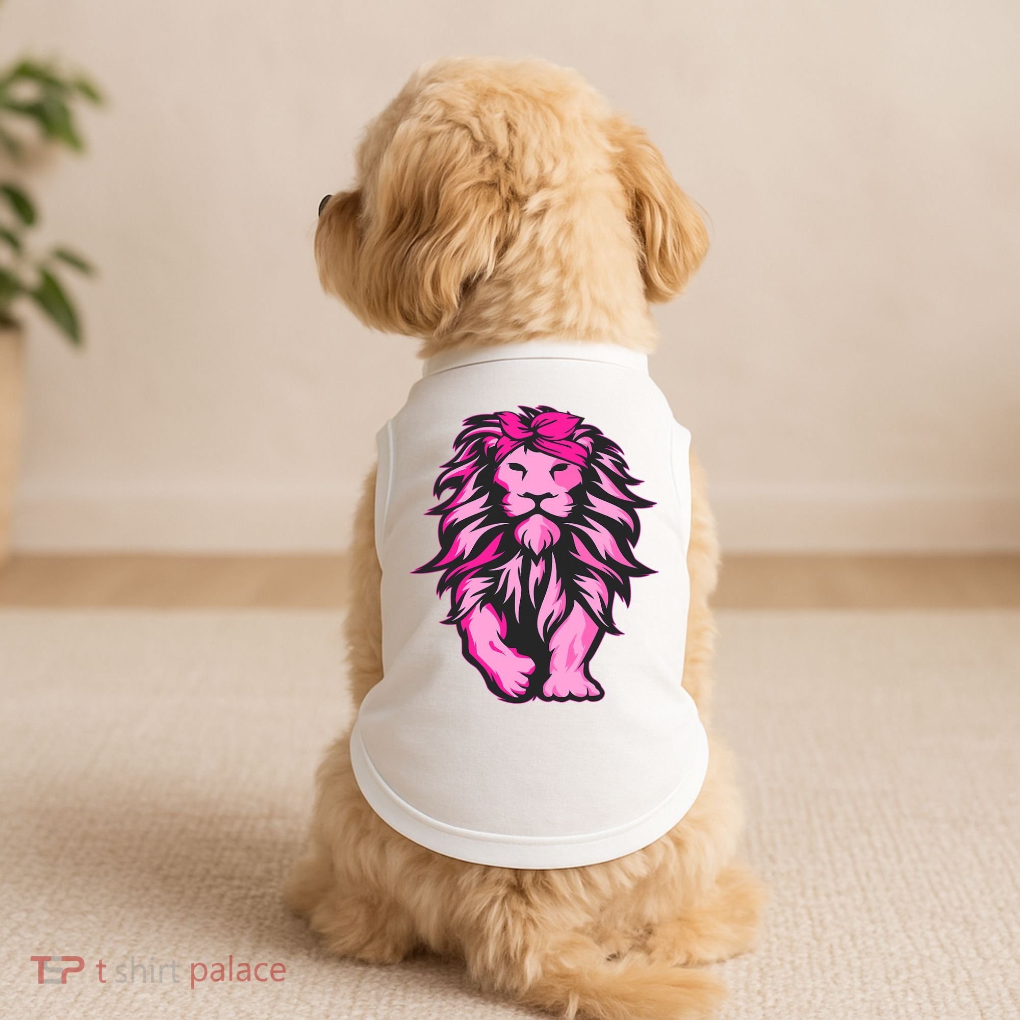 Lion Pink Bandana Breast Cancer Awareness Survivor Warrior Doggie Tank