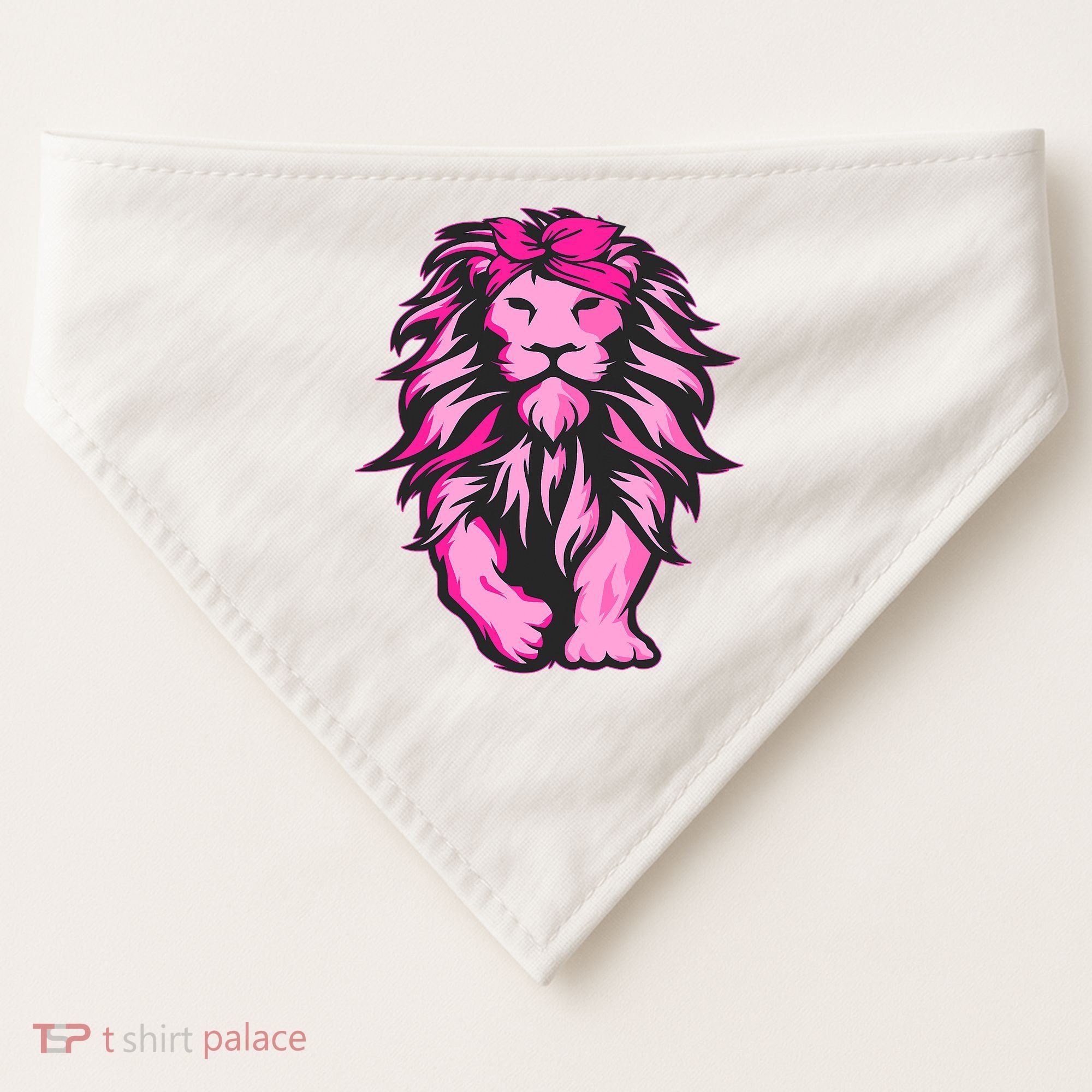 Lion Pink Bandana Breast Cancer Awareness Survivor Warrior USA-Made Doggie Bandana