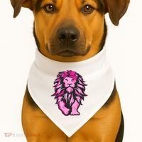 Lion Pink Bandana Breast Cancer Awareness Survivor Warrior USA-Made Doggie Bandana thumb 1