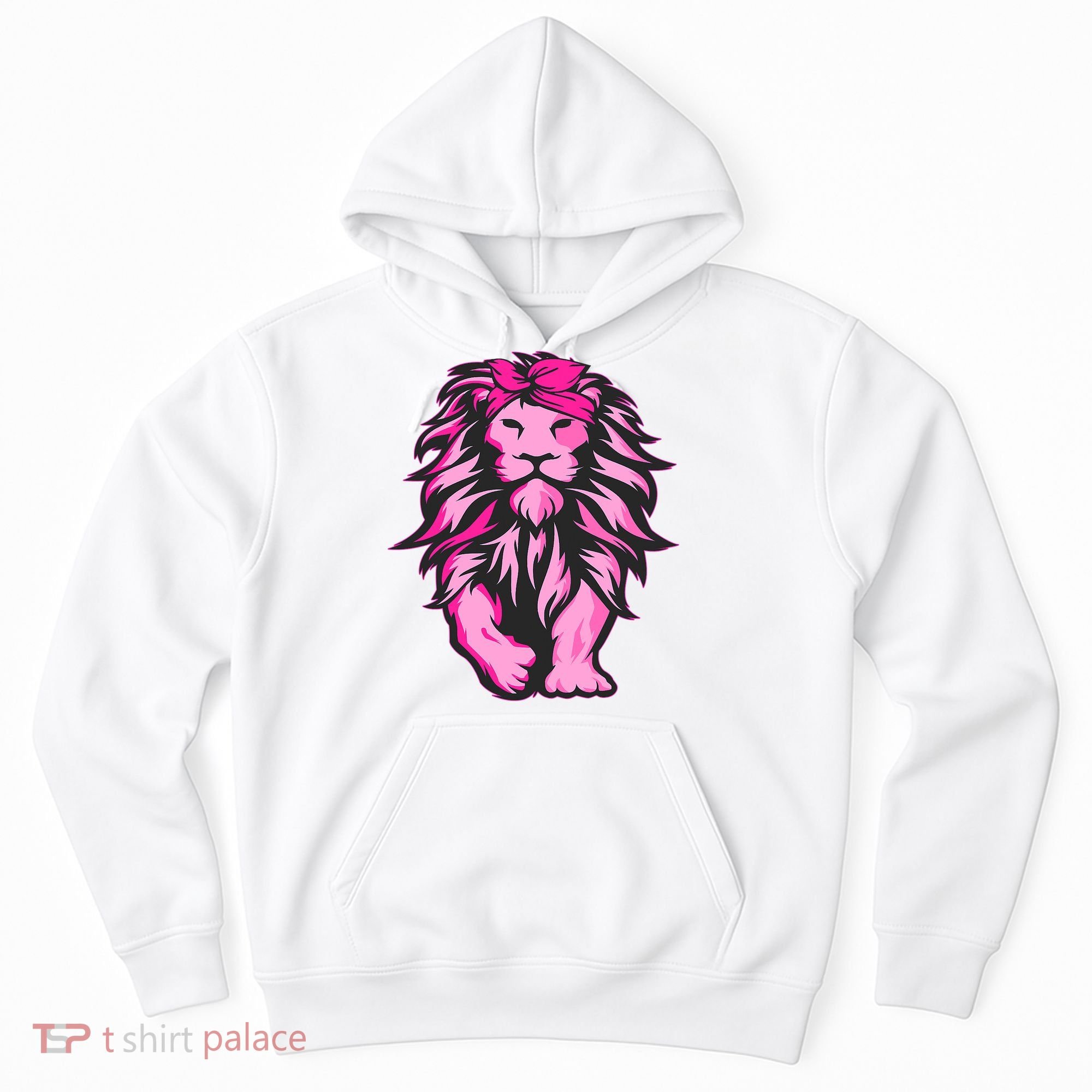 Lion Pink Bandana Breast Cancer Awareness Survivor Warrior Hoodie