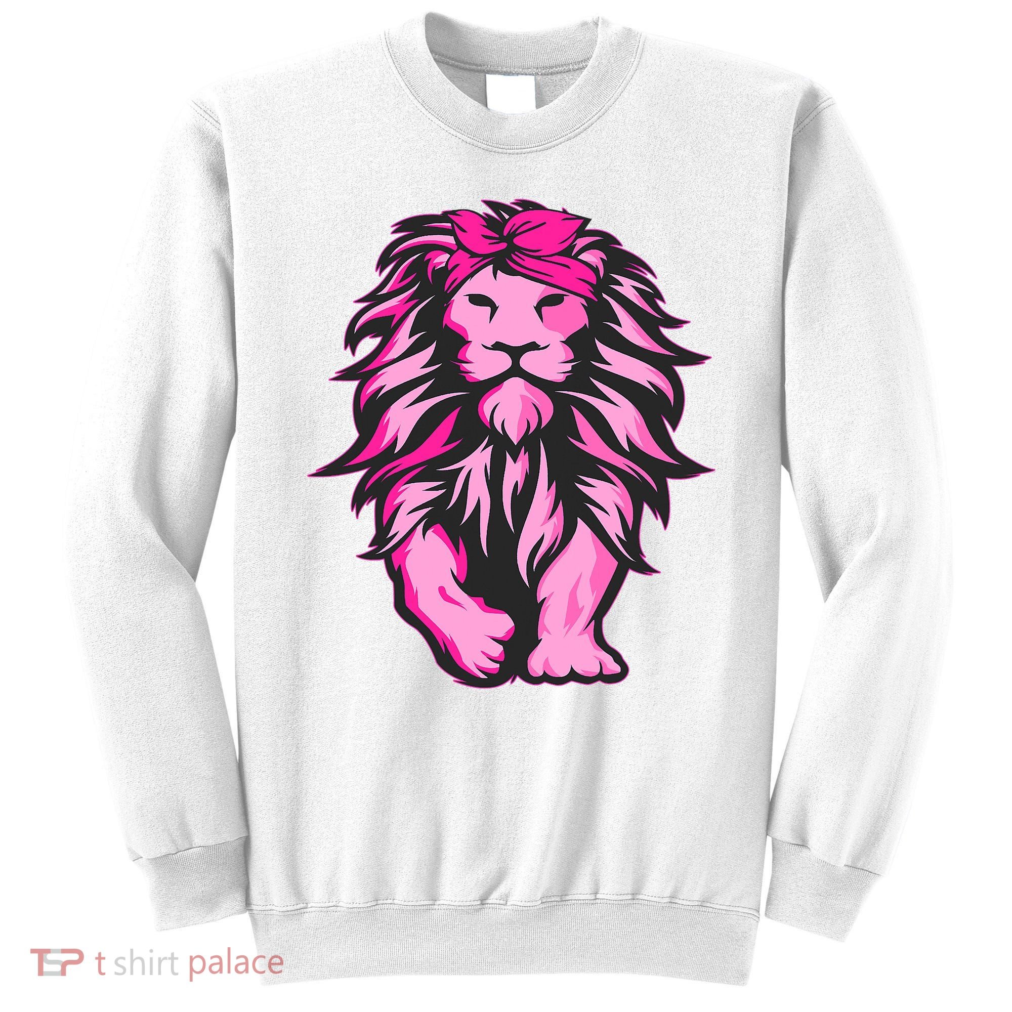 Lion Pink Bandana Breast Cancer Awareness Survivor Warrior Sweatshirt