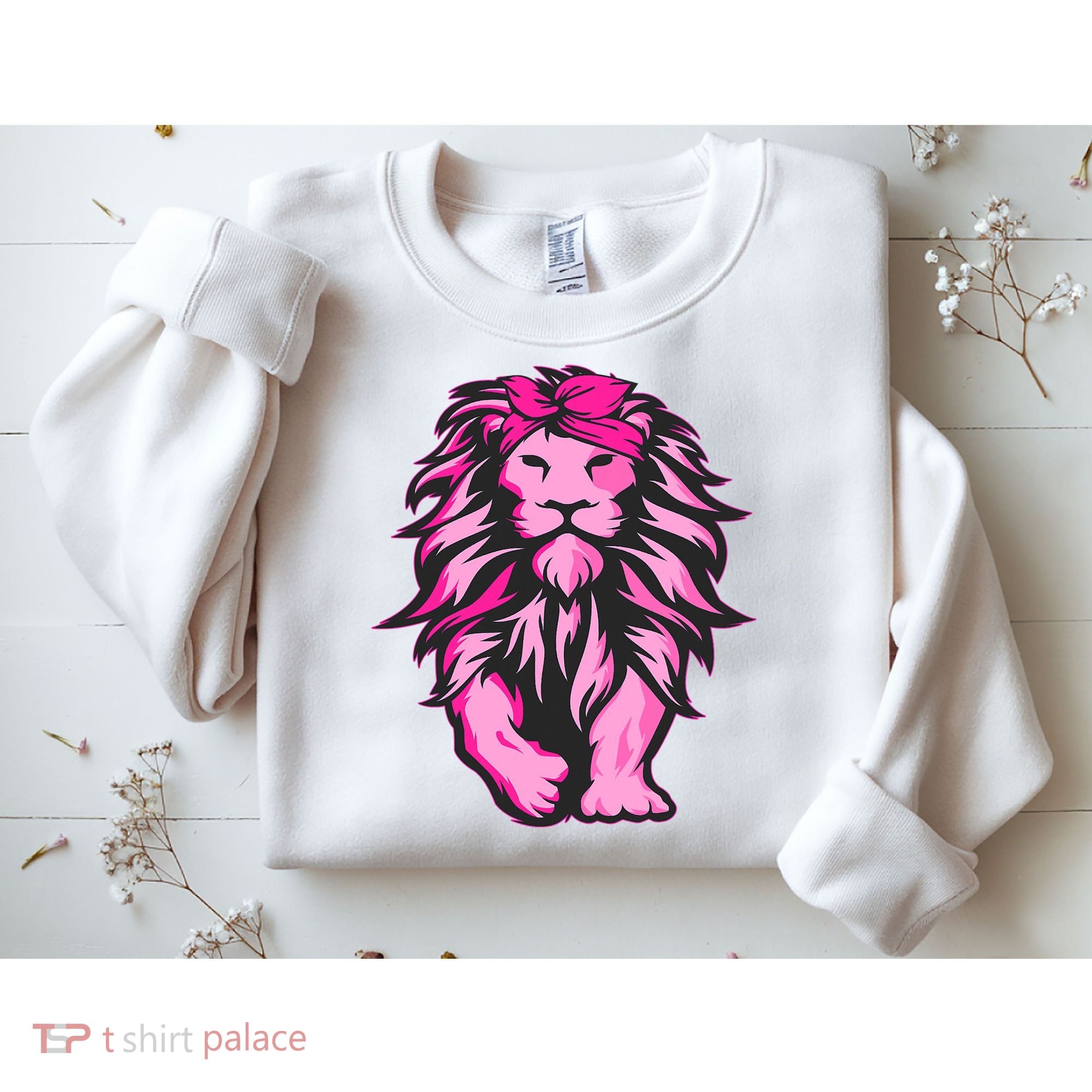 Lion Pink Bandana Breast Cancer Awareness Survivor Warrior Sweatshirt