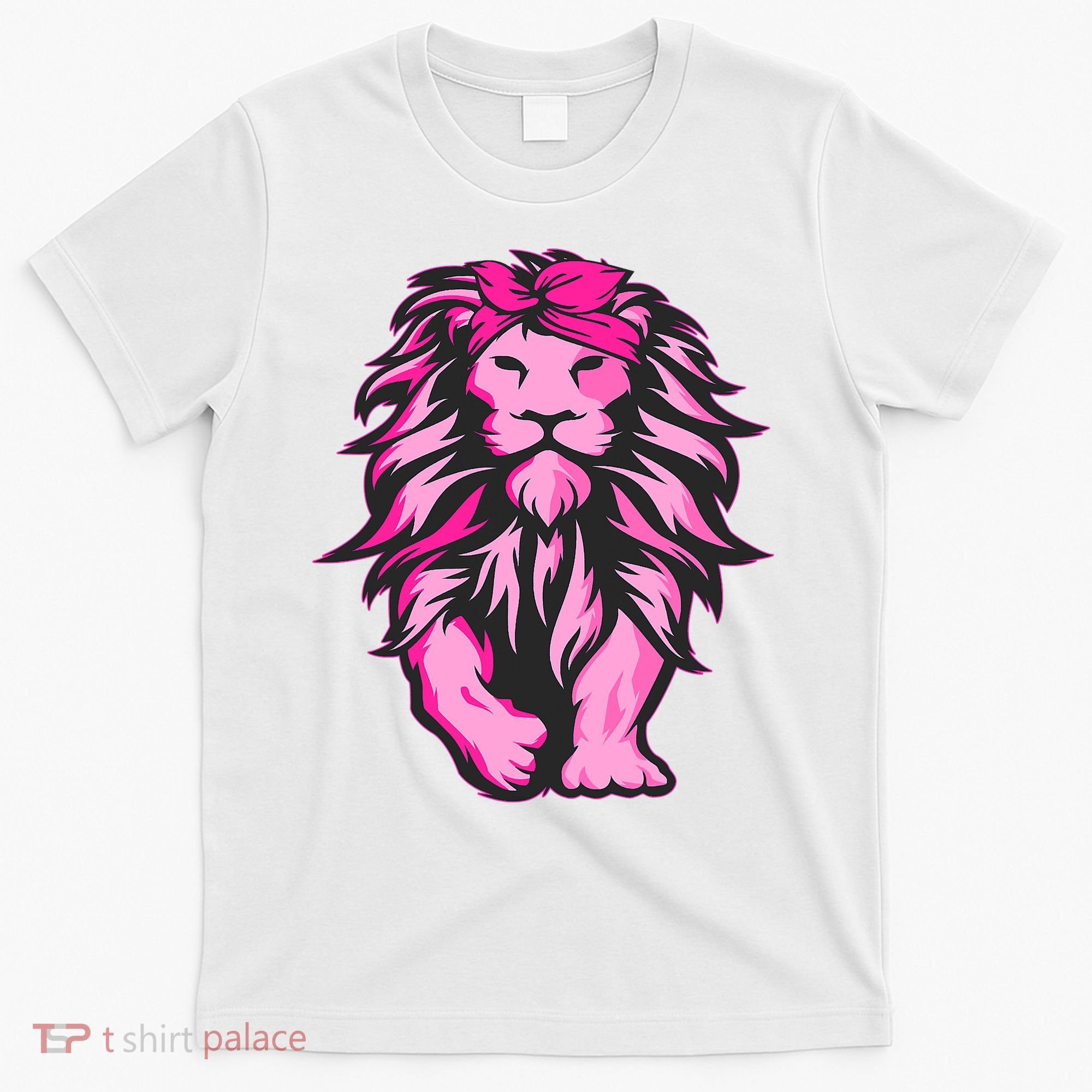 Lion Pink Bandana Breast Cancer Awareness Survivor Warrior T-Shirt