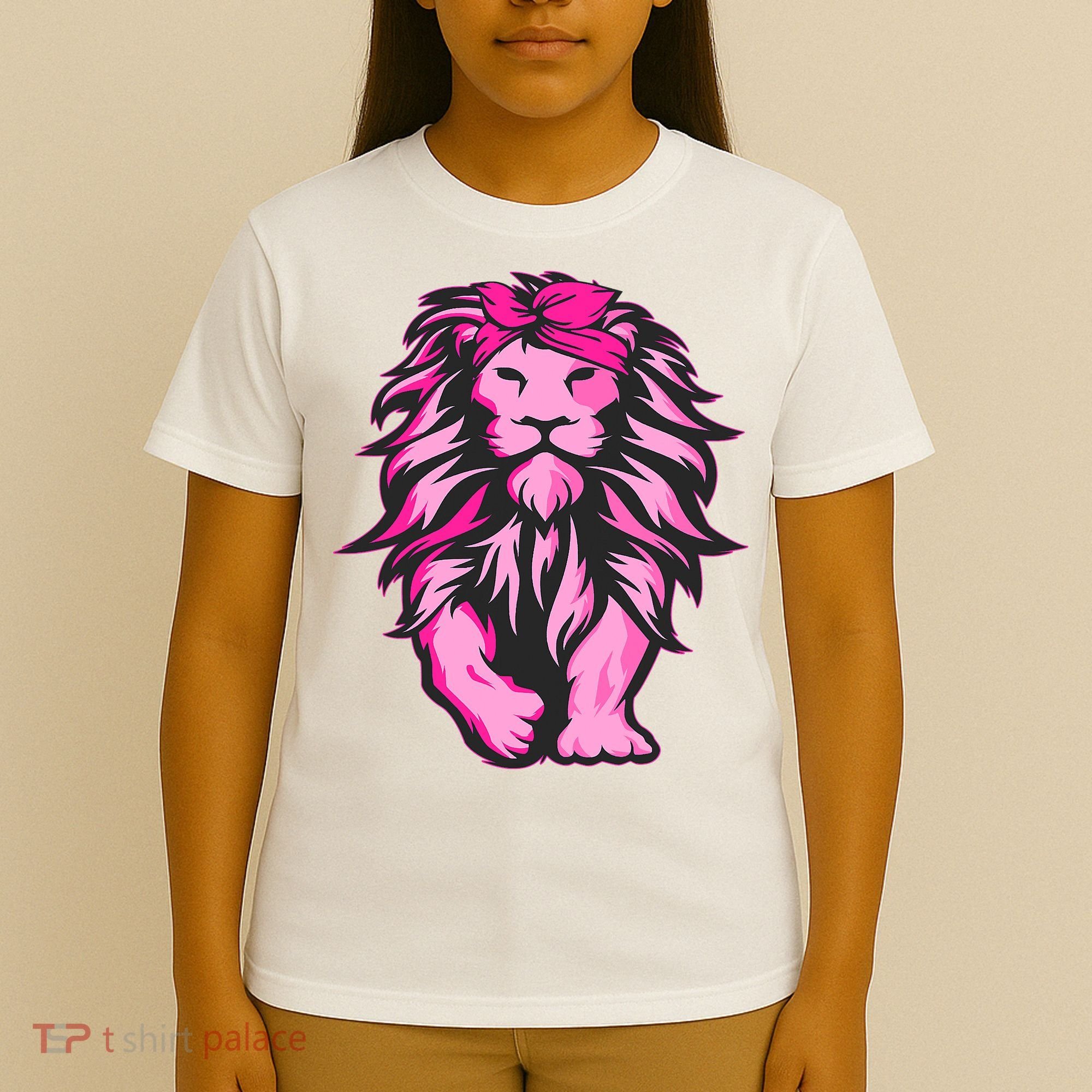 Lion Pink Bandana Breast Cancer Awareness Survivor Warrior T-Shirt