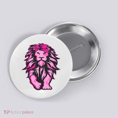 Lion Pink Bandana Breast Cancer Awareness Survivor Warrior Button