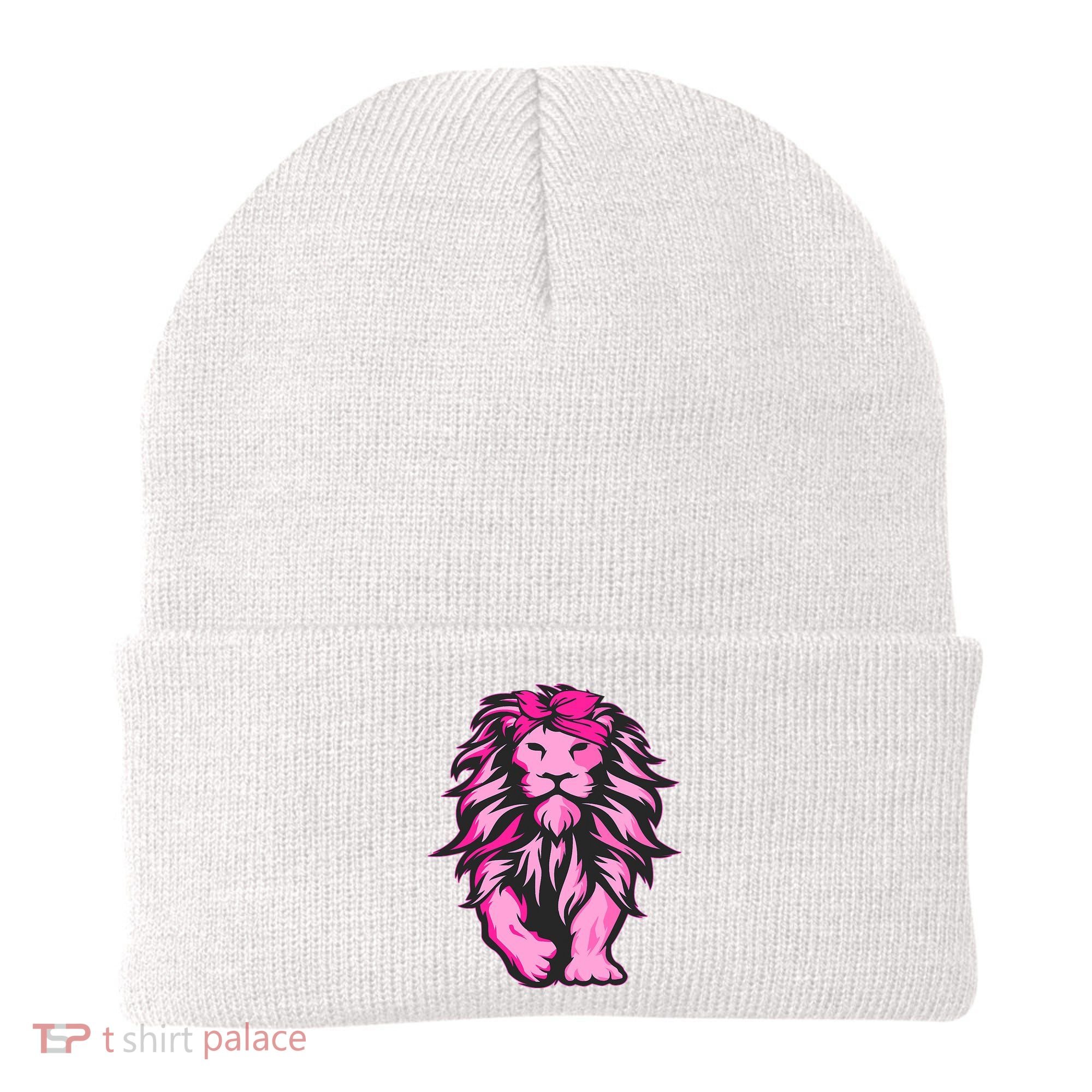 Lion Pink Bandana Breast Cancer Awareness Survivor Warrior Beanie