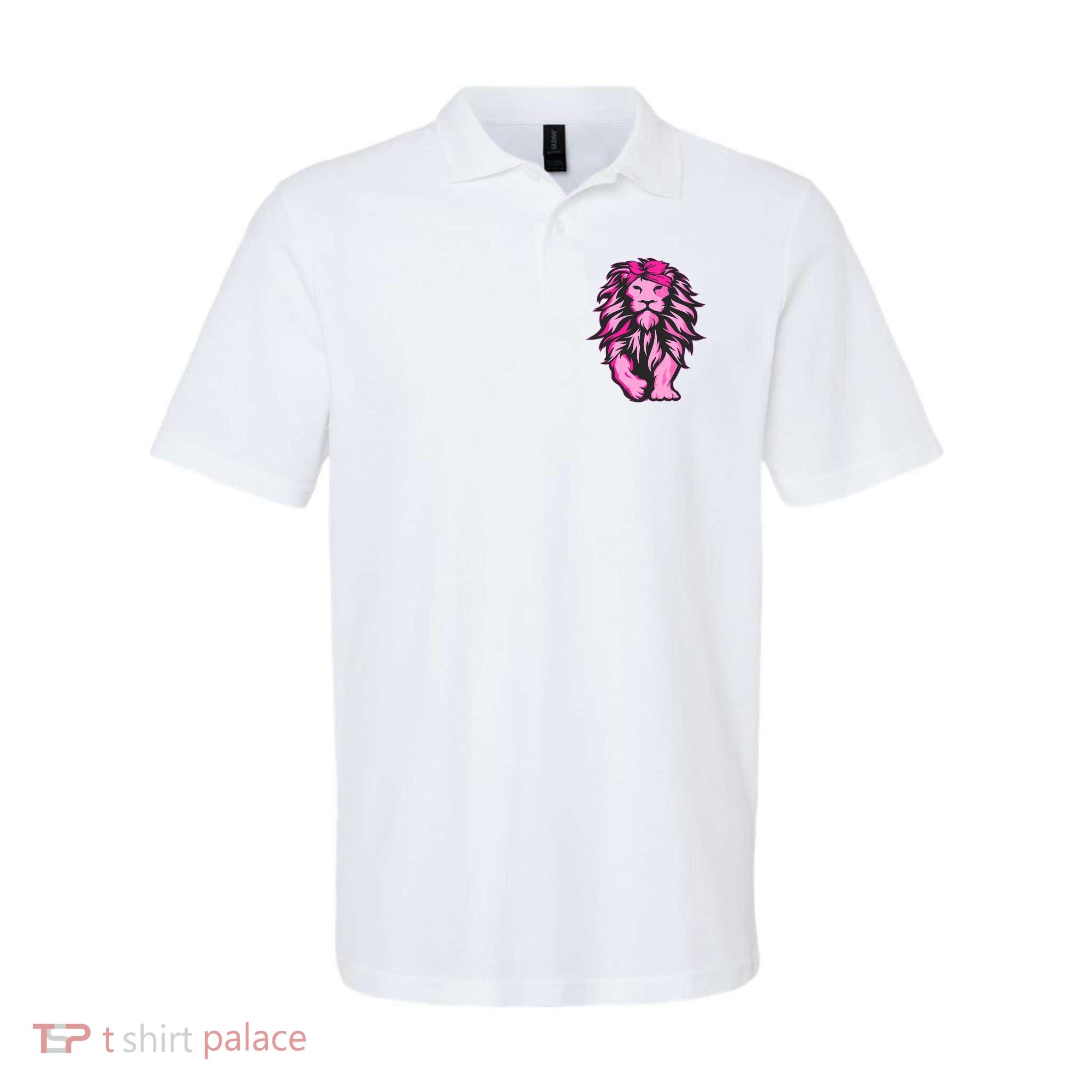 Lion Pink Bandana Breast Cancer Awareness Survivor Warrior Polo