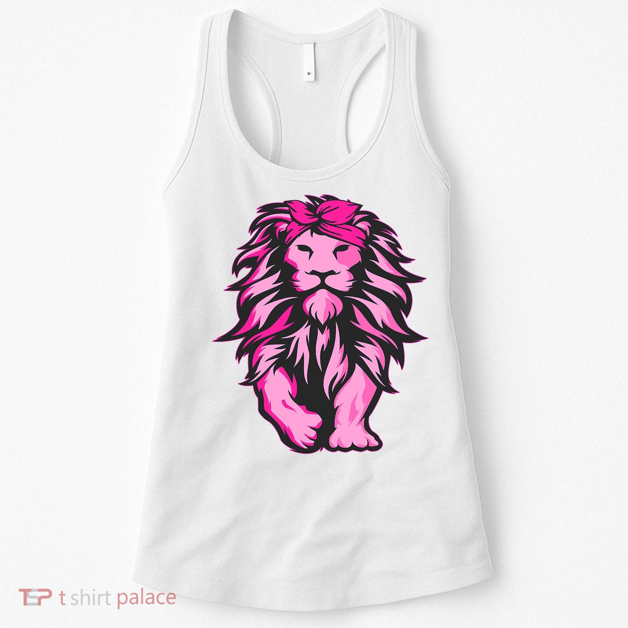 Lion Pink Bandana Breast Cancer Awareness Survivor Warrior Women's Tank Top