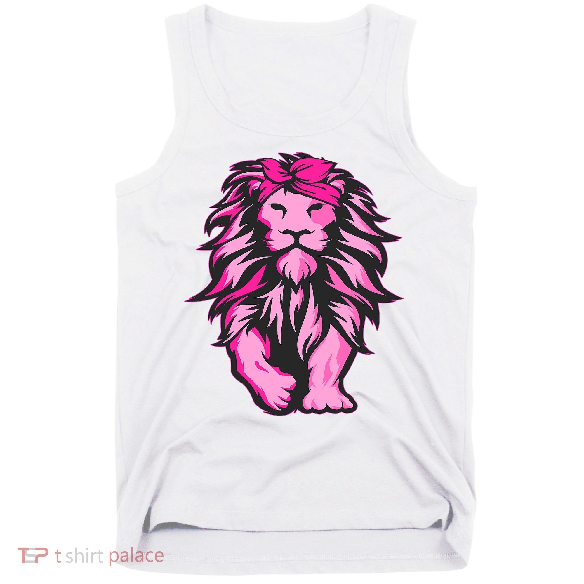 Lion Pink Bandana Breast Cancer Awareness Survivor Warrior Tank Top