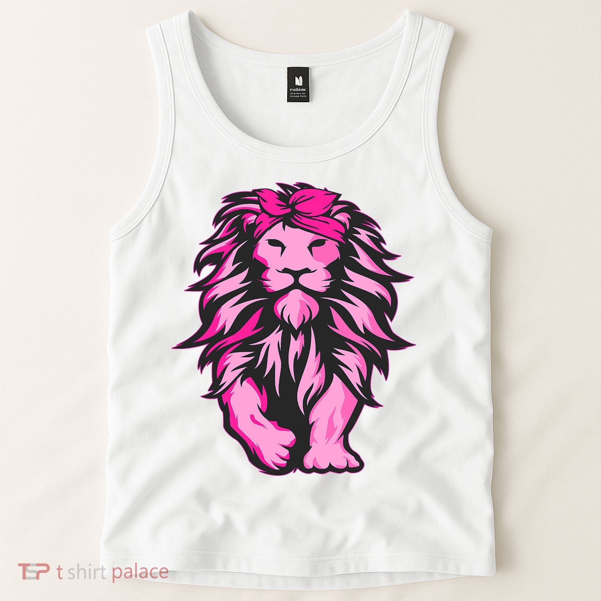 Lion Pink Bandana Breast Cancer Awareness Survivor Warrior Tank Top