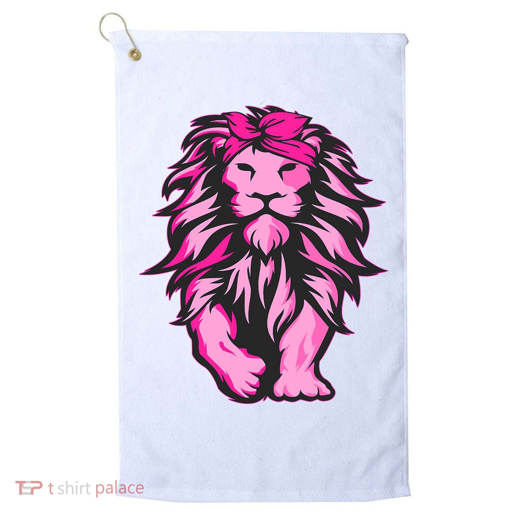 Lion Pink Bandana Breast Cancer Awareness Survivor Warrior Golf Towel