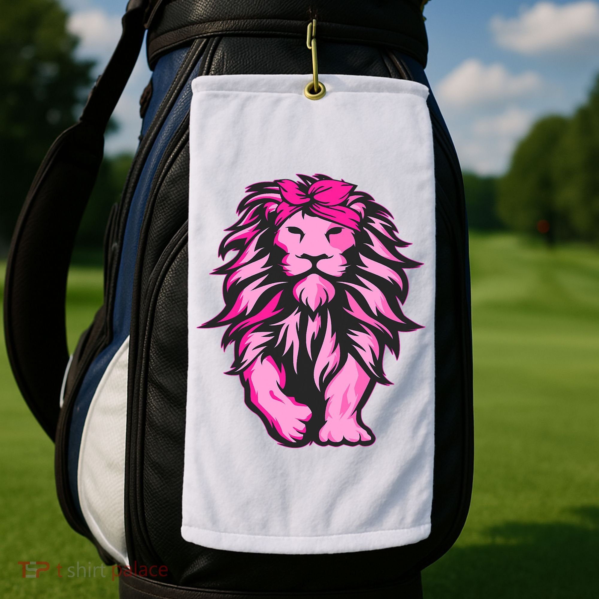 Lion Pink Bandana Breast Cancer Awareness Survivor Warrior Golf Towel